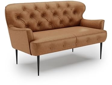 CAVADORE 2-Sitzer Küchensofa Amba, Trendige Sitzbank für Küche oder Esszimmer / 153 x 97 x 87 / Hochwertiges Mikrofaser: Rot-Braun