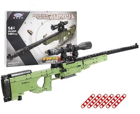 Siellmy Technik Gewehr Bausteine Bausatz, 1491 Klemmbausteine Schießbar AWM Modell mit Bullets, Kompatibel mit Andere Marken