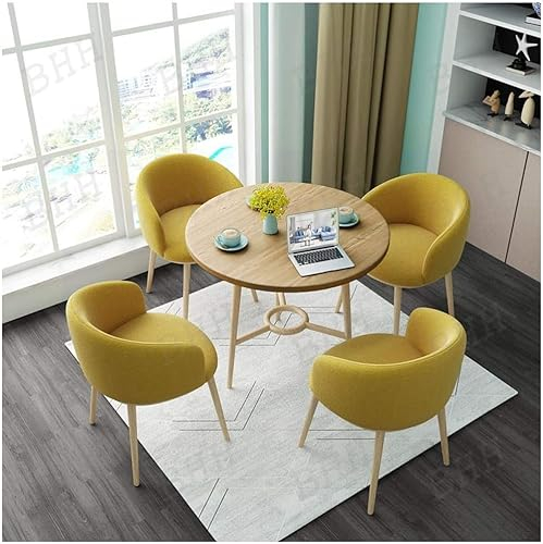 Couchtisch für Konferenz- und Empfangsräume mit Stuhl, 1 Tisch und 4 Stühlen, moderne Küche, Büromöbel, Massivholz, rund, 80 Tische, Sofasitz, Heimbalkon, westliches Fast-Food-Restaurant, Büro (gelb)