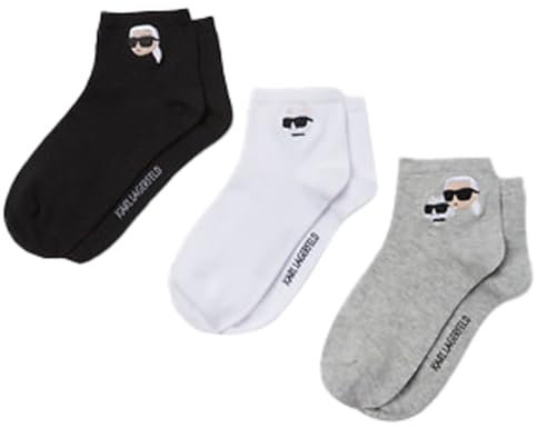Karl Lagerfeld B.V Women's Karl Lagerfeld, Ikon Short (3 Pack) Socks Multi Pack, Schwarz/Weiß/Grau, 43-46 (3er