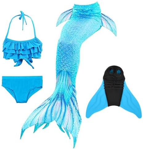 SPEEDEVE Mädchen Meerjungfrauenflosse mit Monoflosse Meerjungfrau Flosse für Schwimmen,01-Lan-dh53,150