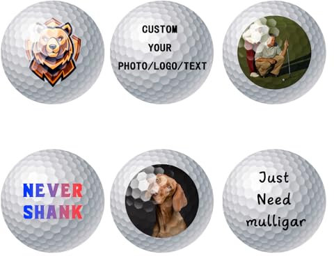 Golfball Personalisiert Golfbälle Personalisiert mit Foto/Logo/Text Golf Übungsbälle Zweischichtige Golf Bälle Golf Balls, Golf Geschenke für Männer (3 Stück)