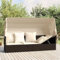 JUDYY Outdoor-Loungebett mit Dach und Kissen, Lounge Sofa Outdoor, Sonneninsel Outdoor, Outdoor Liege, Daybed Outdoor, Outdoor Bett, Garten Lounge, Braun Poly Rattan