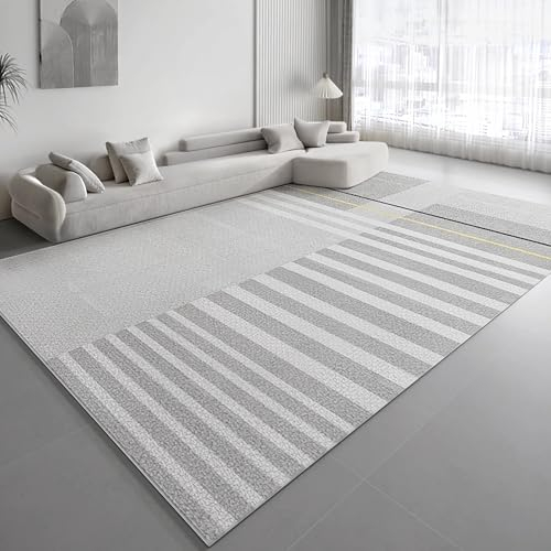 Tzvpsu Bad teppiche WaschbarEinfach zu reinigenGraue Streifen Minimalistisches Design Teppiche,deko Teenager mädchen Zimmer Teppich Anti rutsch,80x160cm