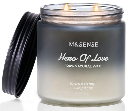 M&SENSE Held der Liebe Vanille Moschus Duftkerzen für Männer 2 Docht Sojawachskerze 330g 70 Std lang anhaltend männliche Kerzen Geschenke für männer weihnachtenMSDDEU0702 GrapeBerry