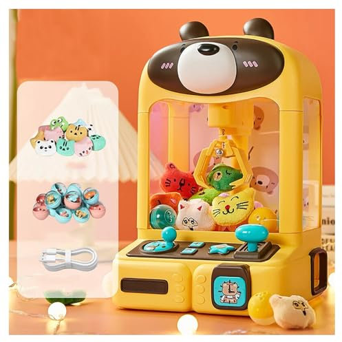 TYBEITAO Kinder Greifautomat mit Interaktive Lichter,Musik,30*Plüschtieren,10*Gashapons, Gumball Machine für Jungen und Mädchen im Alter,Bear