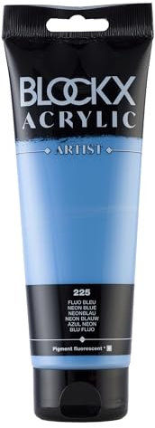 Blockx 61225BXC Acrílico fino transparente y satinado -Fluo – Color azul pigmento fluorescente – 250 ml