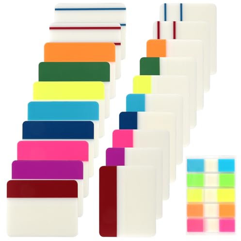 500 Pcs Sticky Tabs Page Markers – Colored Index Tabs, Annotation Tabs, Writable Transparent Sticky Notes for Books, Documents, Notebook, Bible Tabs & Office Supplies