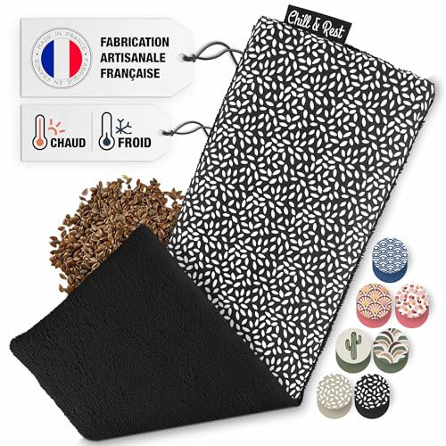Chill&Rest - Körnerkissen mikrowelle - nacken wärmekissen - wärmflasche für mikrowelle - Schmerzhafte Menstruation - Geschenkidee - Schwarz - Die Poivree