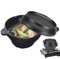 Faitout Dutch Oven - Petit pot néerlandais en fonte - Batterie de cuisine compacte et robuste - Cocotte en fonte miniature - Casserole de camping en fonte avec double poignées