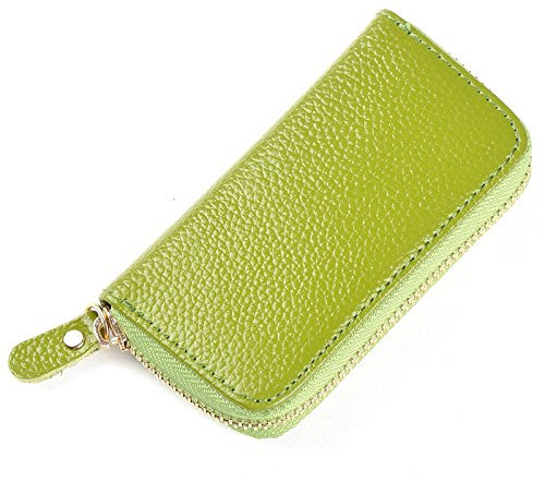 QIUPFGUT Portachiavi in Pelle, Borsellino Portachiavi, Porta Carte, Portachiavi in Pelle Per Uomo e Donna, 6 Ganci per Chiavi, Portafoglio per Banconote, Tasca per Chiavi Auto Con Cerniera (Verde)