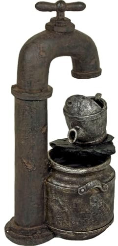 Gartenbrunnen klein 41 x 28 x 74,5 cm aus Polyresin in Shabby Rostbraun antik dekorativ Springbrunnen Garten Wasserspiel außen