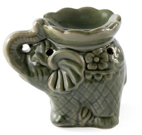 Myga Ceramic Oil Burner - Buddha or Elephant Wax Warmer for Essential Fragrance Oils and Wax Melts - Tealight Candle Holder for Aromatherapy, Relaxation & Meditation - Gift for Women & Men (Elephant)
