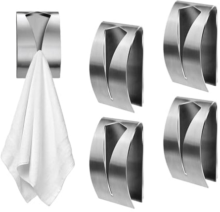 SoeUyd 4 Piezas Juego de Ganchos Adhesivos, Colgador Trapos Cocina, Autoadhesivo Fuerte Gancho de Pared, Trapos Cocina Toalleros, para Toallas para Baño,Cocina y Sala de Estar