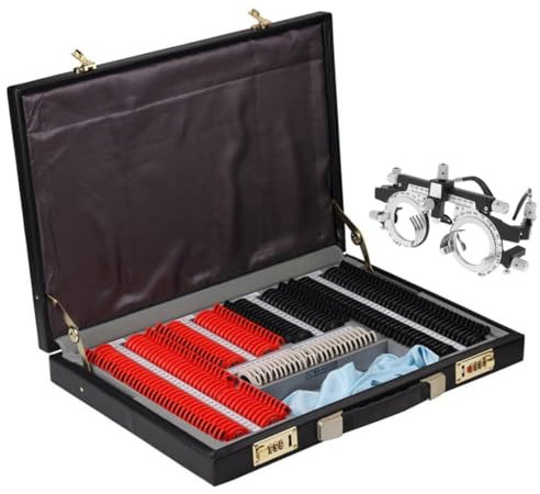 Optical Trial Lens Set for Optometry, Includes Aluminum Case and Trial Frame, Essential Optician Test Equipment for Professional Eye Exams