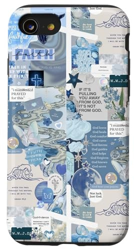 Blue Aesthetic Christian Cross Bible Verse Jesus Collage Art Case for iPhone SE (2020) / 7 / 8