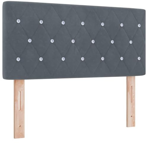 vidaXL Velvet Headboard Argyle with Headboard Dark Grey 100 cm Velvet, Adjustable Headrests, Plush Bedroom Accessory, Contemporary Furniture, Customizable Design, Home Accent