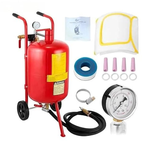 Kit de chorro de arena de 10 galones, máquina de chorro de arena de 125 psi, para eliminación de óxido, pintura, limpieza de superficies, herramienta de tratamiento para metal, madera, vidrio, equipo