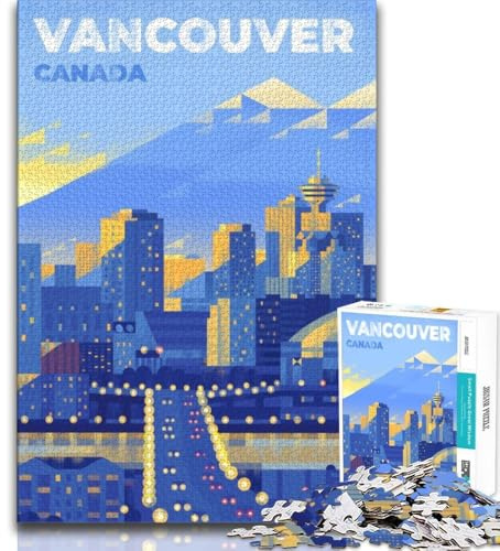 Vancouver Cityscape Poster Adult Jigsaw Puzzles 1000 Pieces,Challenging Game And Family Play for Is Ideal As A Gift for The Whole Family 38x26cm