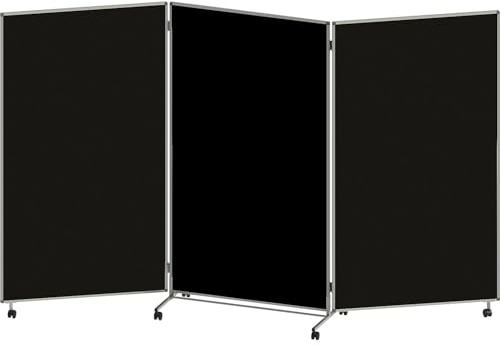 eurokraft | Präsentationswand | faltbar und mobil | HxBxT 1905 x 3040 x 500 mm | schwarz