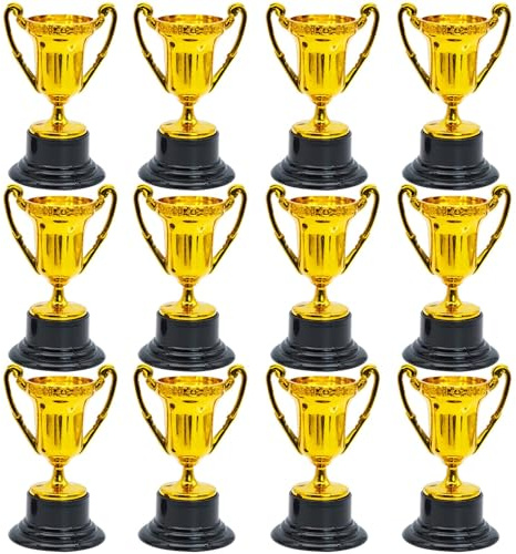 Fahibin 12 Stück Goldene Trophäen, Mini Pokale, Kleine Pokale | Mini-Trophäen für Turnier, Klassenzimmer-Belohnungen
