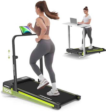 HADMAX Walking Pad mit 10% Steigung und Einziehbarem Steigrohr | 3,0 HP Laufband klappbares,Laufband Schreibtisch,Magnet-Fernbedienung,LED-Anzeige,12 HIIT-Programme,kompakt,bis 136 kg