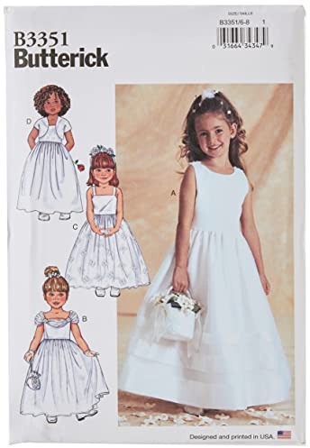 Butterick Patterns B3351 Size 6-7-8 Childrens/Girls Jacket and Dress, Pack of 1, White