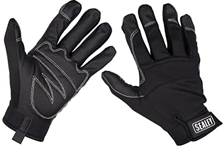 Sealey MG798XL Mechanic's Gloves Light Palm Tactouch - X-Large, Black