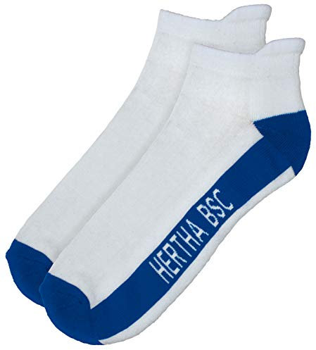 Trade Con Hertha BSC Berlin 2 Paar Sneaker-Socken / Socke in versch. Größen HBSC Fanartikel, Größe: 35-38, Weiß, Argyle, Knöchelhoch, 2 Stück, EU 35-38