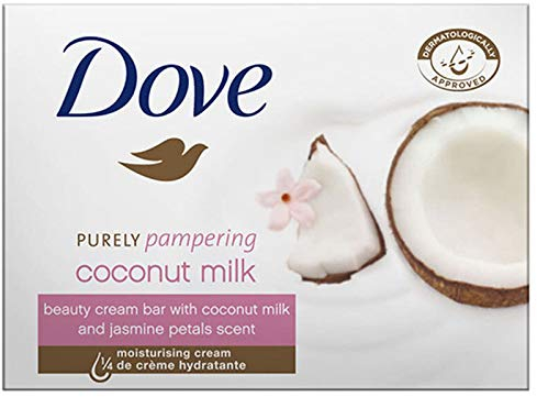 (PACK OF 8 BARS) Dove Beauty Soap Bar: COCONUT MILK. Protects Your Skin's Natural Moisture. 25% MOISTURIZING LOTION & CREAM! Great for Hands, Face & Body! (8 Bars, 3.5oz Each Bar) by Dove