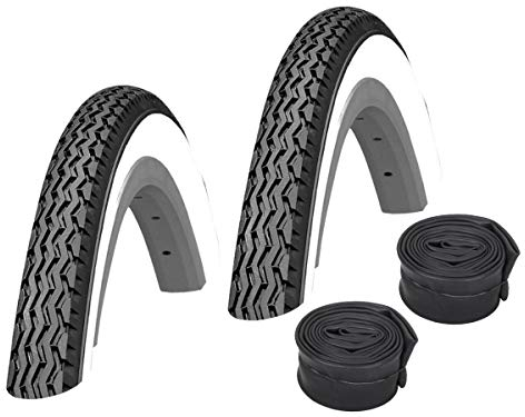 Kenda Set de 2 neumáticos K133 negro y blanco 37-590 Atención tamaño especial + Conti tubo Tour 26 válvula de coche