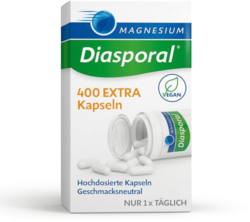 Magnesium-Diasporal 400 EXTRA Kapseln | Hochdosierte 400 mg Magnesium Kapseln | Vegan, geschmacksneutral und leicht zu schlucken | Ideal bei erhöhtem Bedarf | Glutenfrei und laktosefrei | 20 Stück