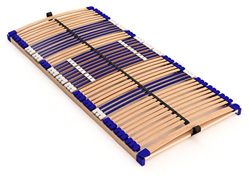 Stabiler Lattenrost 100% BUCHE Lattenrahmen - Nicht verstellbar, starr - SCHULTERFRÄSUNG, 7 Zonen, 44 Federleisten, Härte-Regulierung, Mittelgurt - FIX Comfort 44® - fertig montiert (100x210cm)