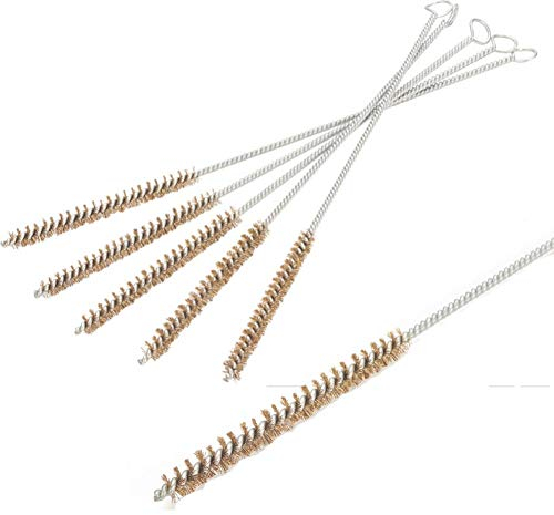 Bottle Brush,Saim Wire Tube Bristles Pipe Brushes Cleaning Tool for Gas Grill Burner Tube Drains, Brass, 8mm Diameter, 26.2cm Length, Pack of 6