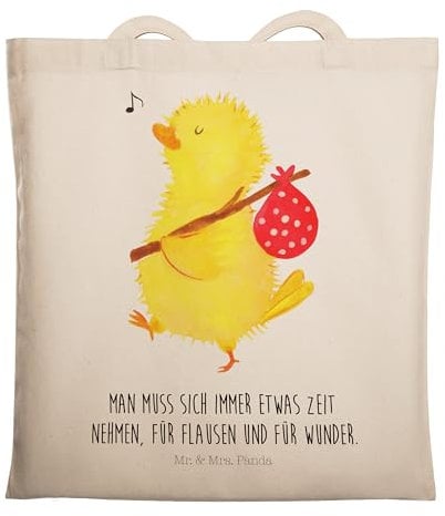 Mr. & Mrs. Panda Tasche Küken Wander - Geschenk, Tote Bag, Laptoptasche, Jutetasche, Ostern, Frohe, Ei, Umhängetasche, Zeit, Ostergrüße, Jutebeutel