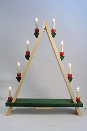 Rudolphs Schatzkiste Fensterdekoration Lichterspitze leer bunt mit Beleuchtung HxB= 69x55cm NEU Lichterbogen Fensterbogen Schweben Erzgebirge Seiffen Weihnachten Holz Dekoration