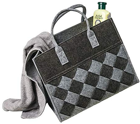 LaFiore24 Filztasche hochw. Einkaufstasche Filz Shopper Damen Handtasche Gross 36 x 24 x 31cm Grau