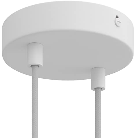 creative cables - Kit Rosace métallique cylindrique à Deux Trous - Cylindrique, Blanc Mat