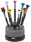 Assortimento di cacciaviti BERGEON, 9 cacciaviti con testa girevole (0,50-2,50 mm), con albero in acciaio su base girevole e lama in acciaio inossidabile