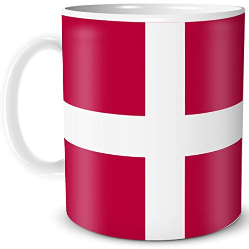TRIOSK Tasse Flagge Dänemark Länder Flaggen Geschenk Skandinavien Souvenir Danmark für Reiselustige Frauen Männer Arbeit Büro Weltenbummler