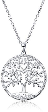 Prämie Lebensbaum Kette Damen Silber 925,baum des lebens Herz Anhänger Kette Damen Halskette Silber Schmuck für mädchen mutter tochter