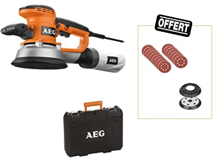 Confezione AEG Levigatrice eccentrica 150mm 440 W EX 150 ED SET - 25 abrasivi offerti una piastra di levigatura e una go