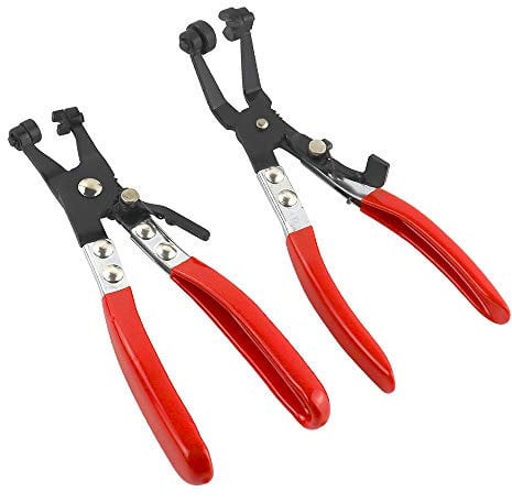 2PCS Flat and Angled Flat Band Hose Clamp Pliers, Locking Car Water Pipe Removal Tool, Flat Band Style Hose Clamps of Removal and Installation, Fuel Coolant Clip Clamps for Hard to Reach Areas