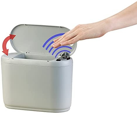 infactory Tischabfalleimer: Design-Abfalleimer mit Hand-Bewegungs-Sensor, 2 l, grau (Tischabfallbehälter, Mülleimer Sensor, Elektrische)