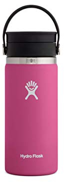HYDRO FLASK - Travel Coffee Flask 473 ml (16 oz) - Vacuum Insulated Stainless Steel Travel Mug with Leak Proof Flex Sip Lid - BPA-Free - Wide Mouth - Carnation