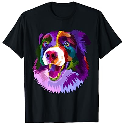 Border Collie Pop Art Porträt Bunt für Hundebesitzer T-Shirt