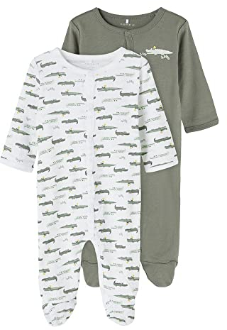 NAME IT Jungen NBMNIGHTSUIT 2P W/F Crocodile NOOS Baby-und Kleinkind-Schlafanzüge, Agave Green, 92