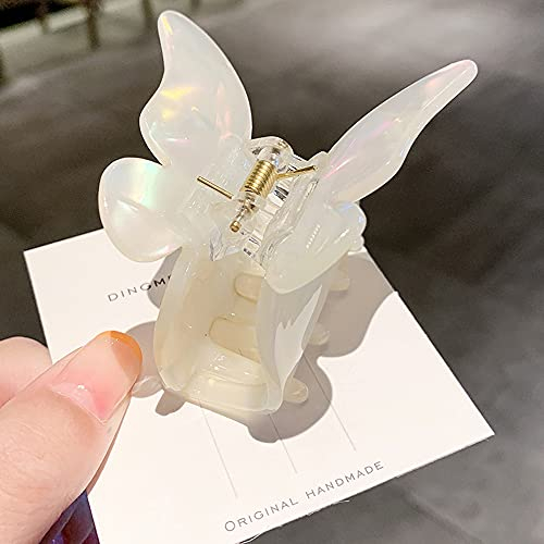 Schmetterling Haarklammern Haarspangen Kleine Haarklauenclips,Glitzer Muschel Marmor Leoparden Haar Fänger Kiefer Klemme Haar Jaw Clips Haarstyling-Zubehör Haarschmuck für Damen Mädchen,Weiß