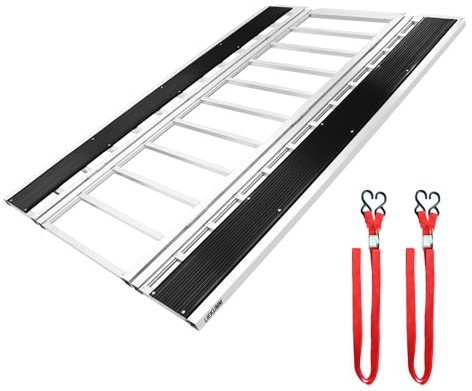 LIEKUMM 216 x 137 cm Schneemobil Laderampen, Auffahrrampe bis zu 680 kg, Faltbare Verladerampen für Rasenmäher, ATVs, UTVs, Motorräder