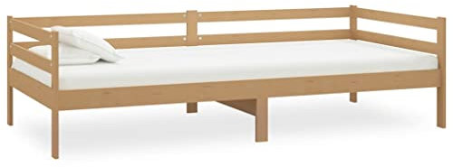 vidaXL Massivholz Kiefer Tagesbett Bettsofa Sofa Bett Einzelbett Sofabett Schlafsofa Bettgestell Holzbett Gästebett Massivholzbett Honigbraun 90x200cm
